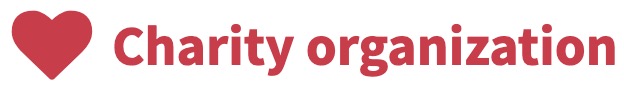 Red heart icon with Charity organization text